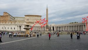 The line to St. Peter's Basilica, taken from where we were in line, which was not the back